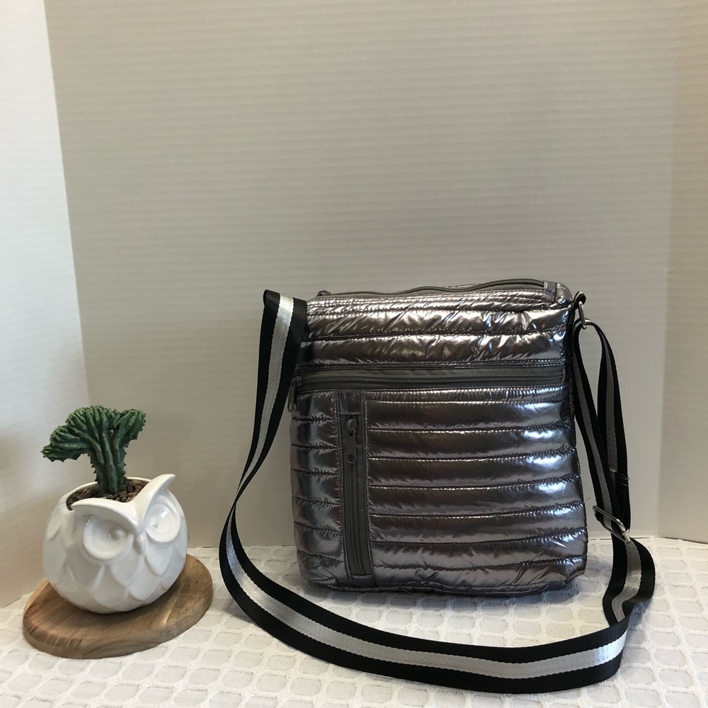 Silver cross body bag